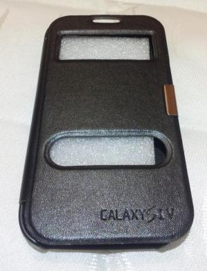 Husa double window flip cover samsung i9500 galaxy s4 neagra