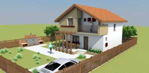 Vila individuala,  structura de caramida pe cadre de beton