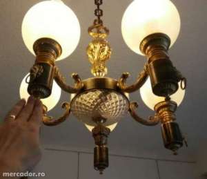 LUSTRA SI DOUA VEIOZE EMPIRE BRONZ SI CRISTAL